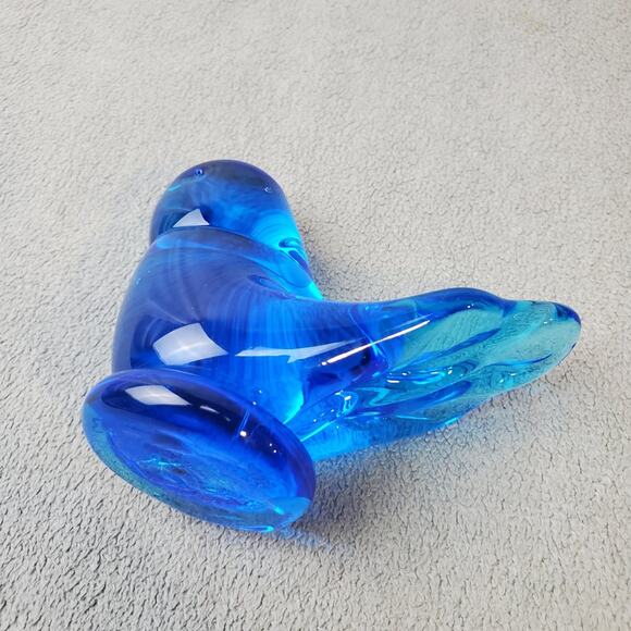 Vintage 93 Signed Leo Ward Bluebird of Happiness Art Glass Adult 4" Colbalt Blue - Picture 5 of 8